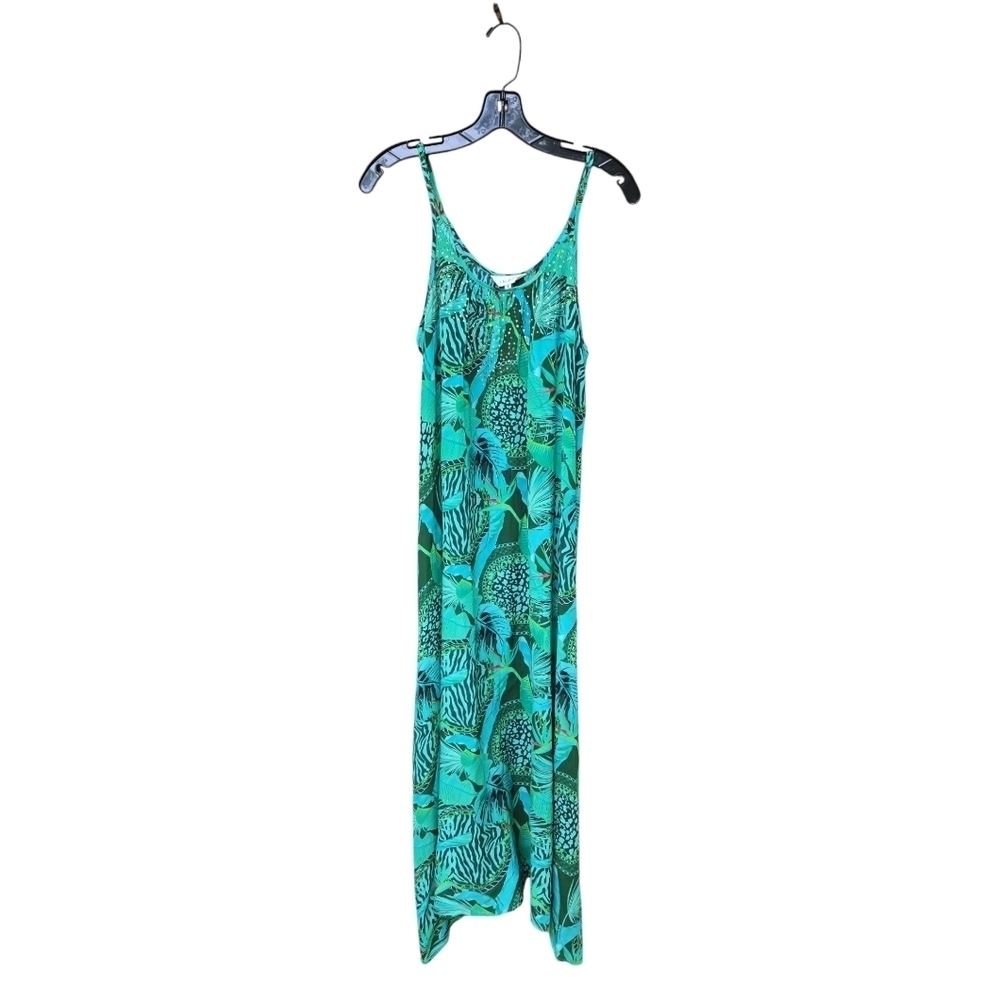 Inoa Flowing Maxi Dress With Crystals On Neck 100% Silk Size 1 - Picture 2 of 7